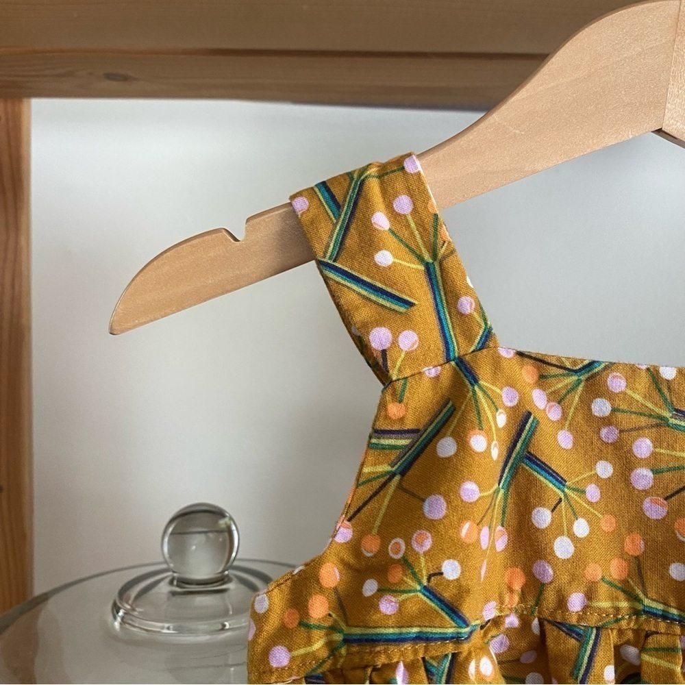 Piccadilly Bespoke Mustard Yellow Pink Floral Print Beckett Dress 2t - Picture 12 of 16